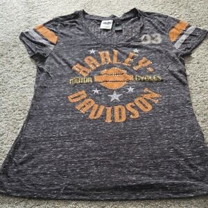 Harley-Davidson Gray Short Sleeve Tee with Orange Logo